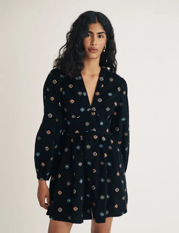 Petite Black Floral Embroidered Starlight Mini Dress sold by Nobody's Child