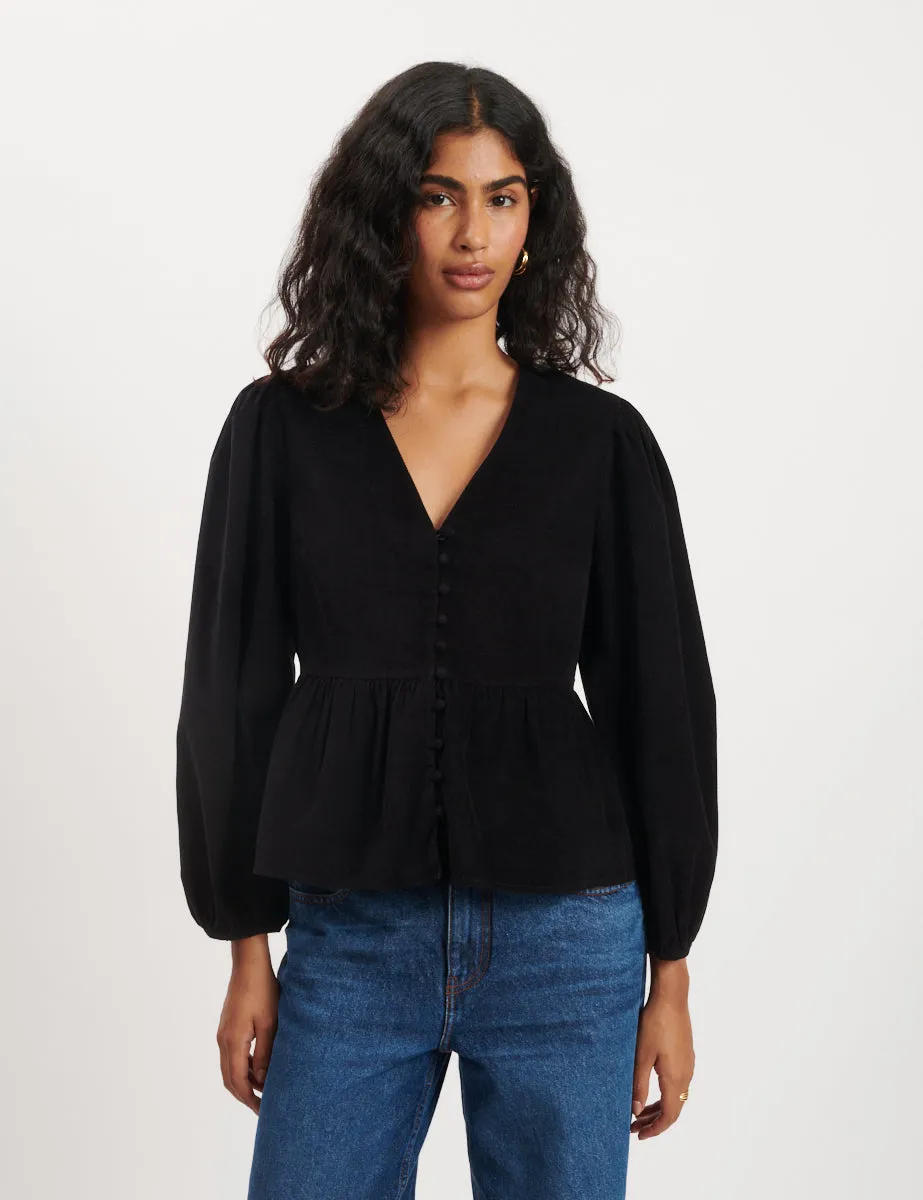 Black Cord Ria Blouse sold by Nobody's Child