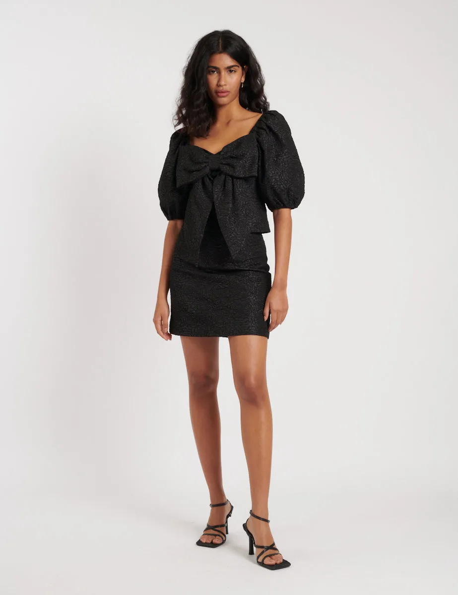 Black Floral Jacquard Mini Skirt sold by Nobody's Child product image thumbnail 3