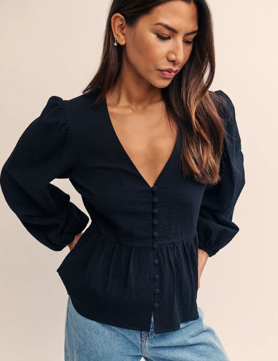 Black Balloon Sleeve Ria Blouse sold by Nobody's Child