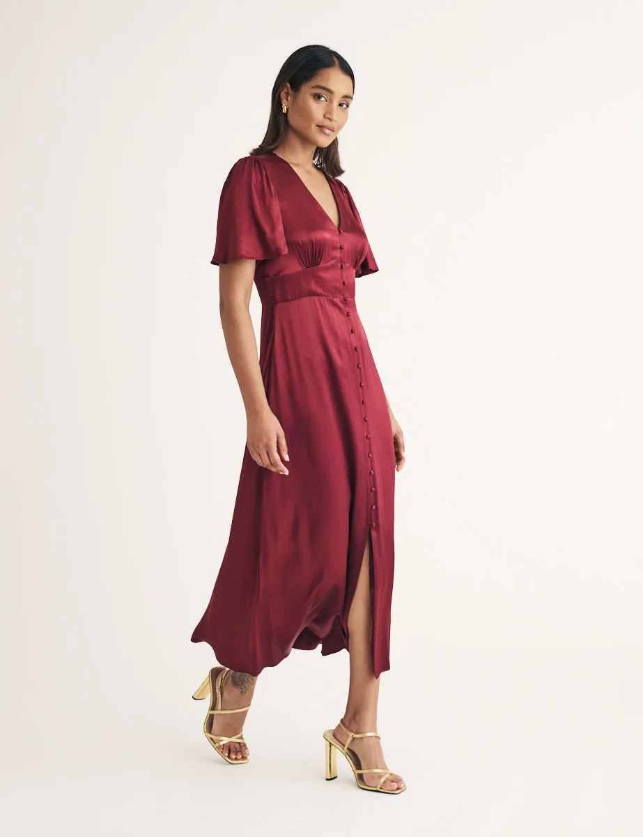 Burgundy Bridesmaid Erin Midi Dress sold by Nobody's Child product image thumbnail 3