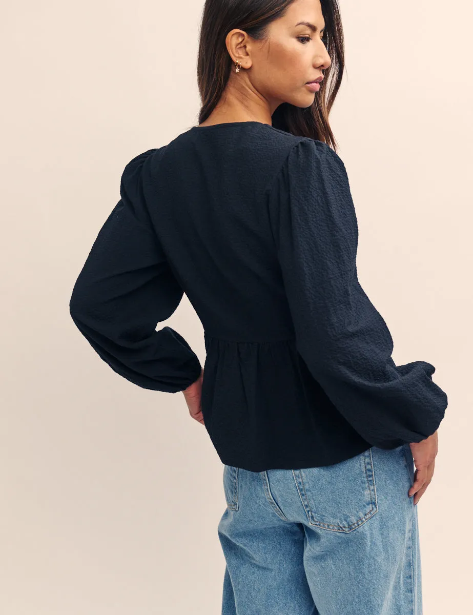 Black Balloon Sleeve Ria Blouse sold by Nobody's Child product image thumbnail 4