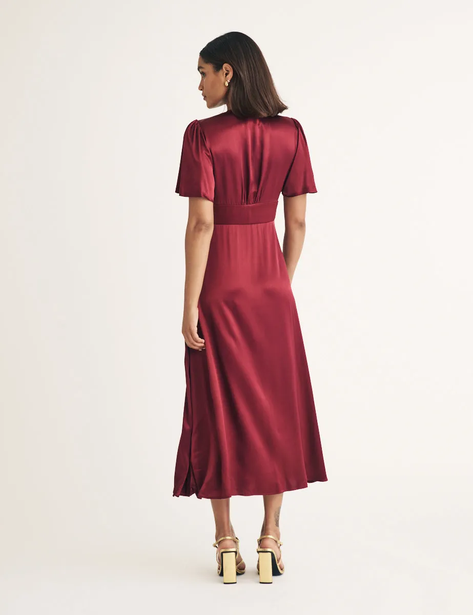 Burgundy Bridesmaid Erin Midi Dress sold by Nobody's Child product image thumbnail 4