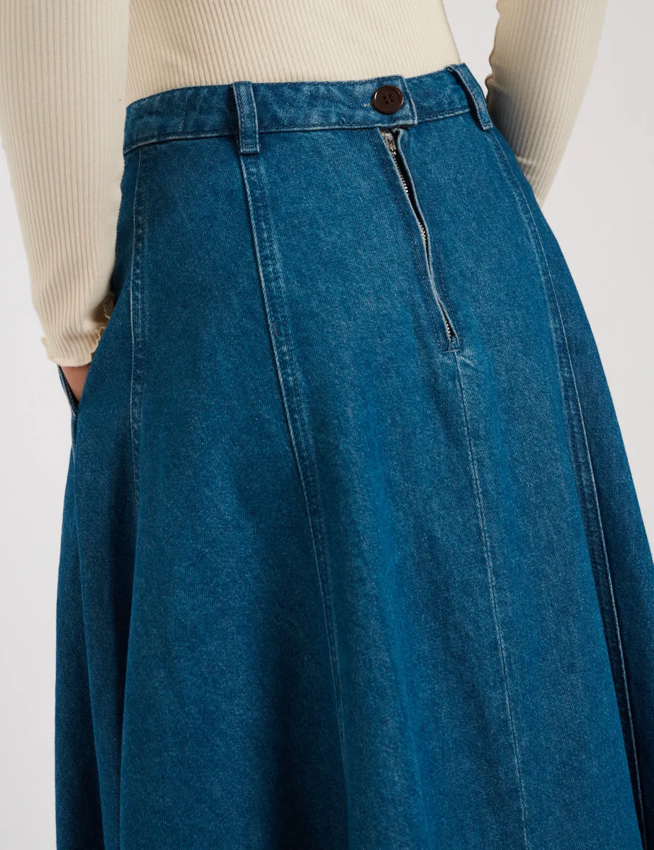 Mid Wash Denim A-line Midi Skirt sold by Nobody's Child product image thumbnail 5