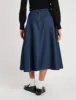 Dark Wash Denim A-line Midi Skirt sold by Nobody's Child