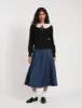 Dark Wash Denim A-line Midi Skirt sold by Nobody's Child