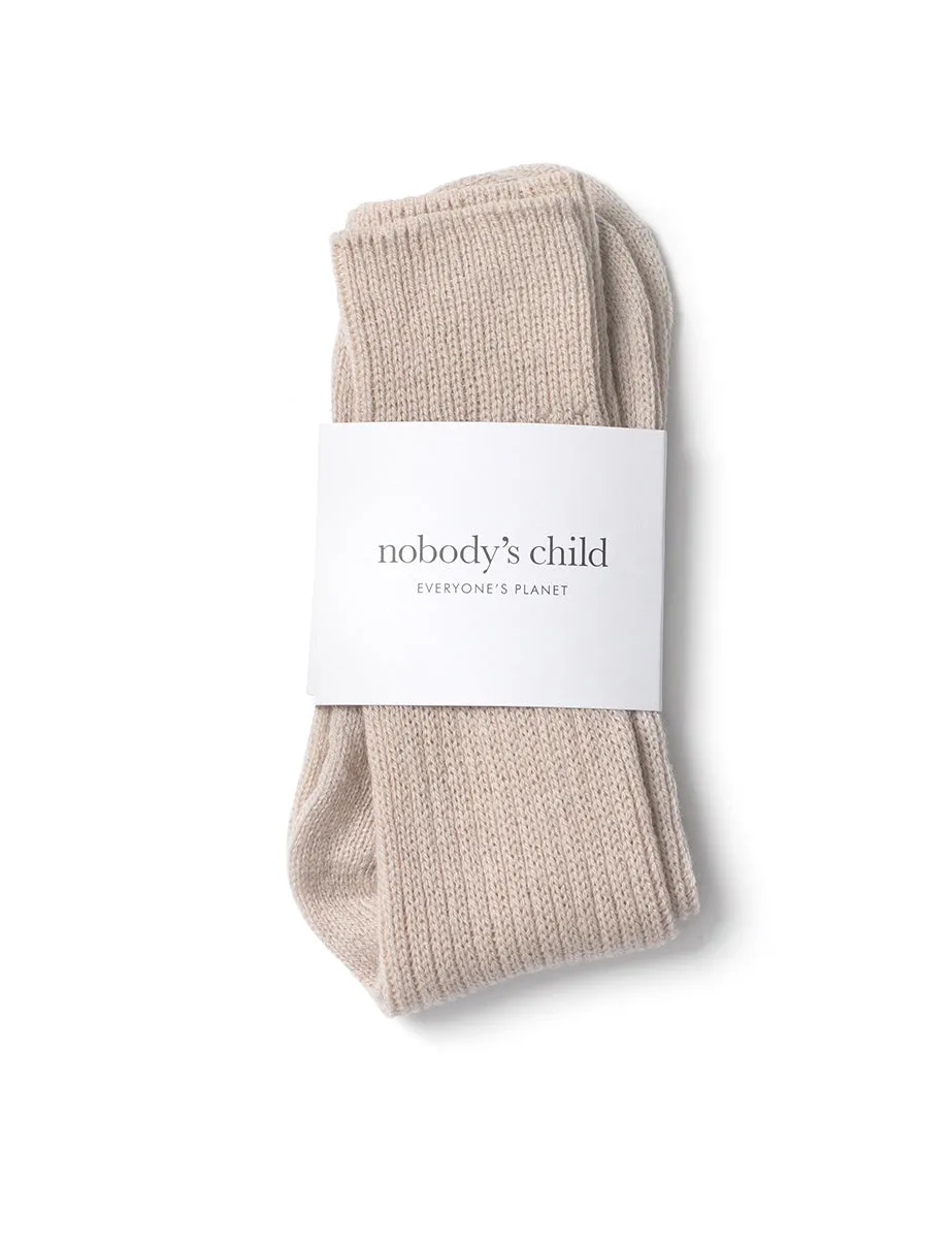 Beige Wool Ribbed Socks sold by Nobody's Child