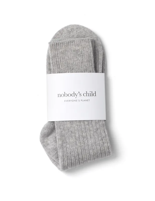 Grey Wool Ribbed Socks sold by Nobody's Child