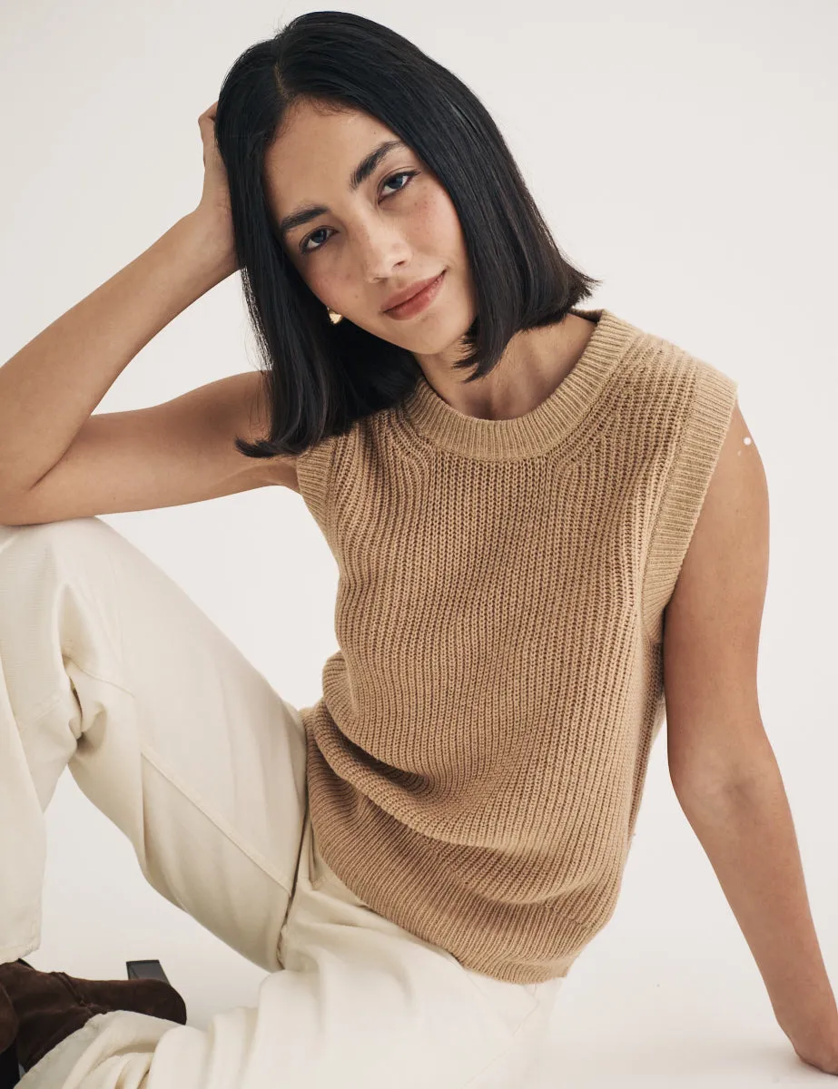 Beige Crew Neck Ribbed Vest sold by Nobody's Child product image thumbnail 4