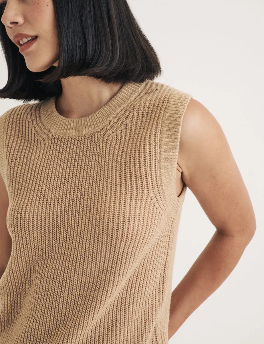 Beige Crew Neck Ribbed Vest sold by Nobody's Child