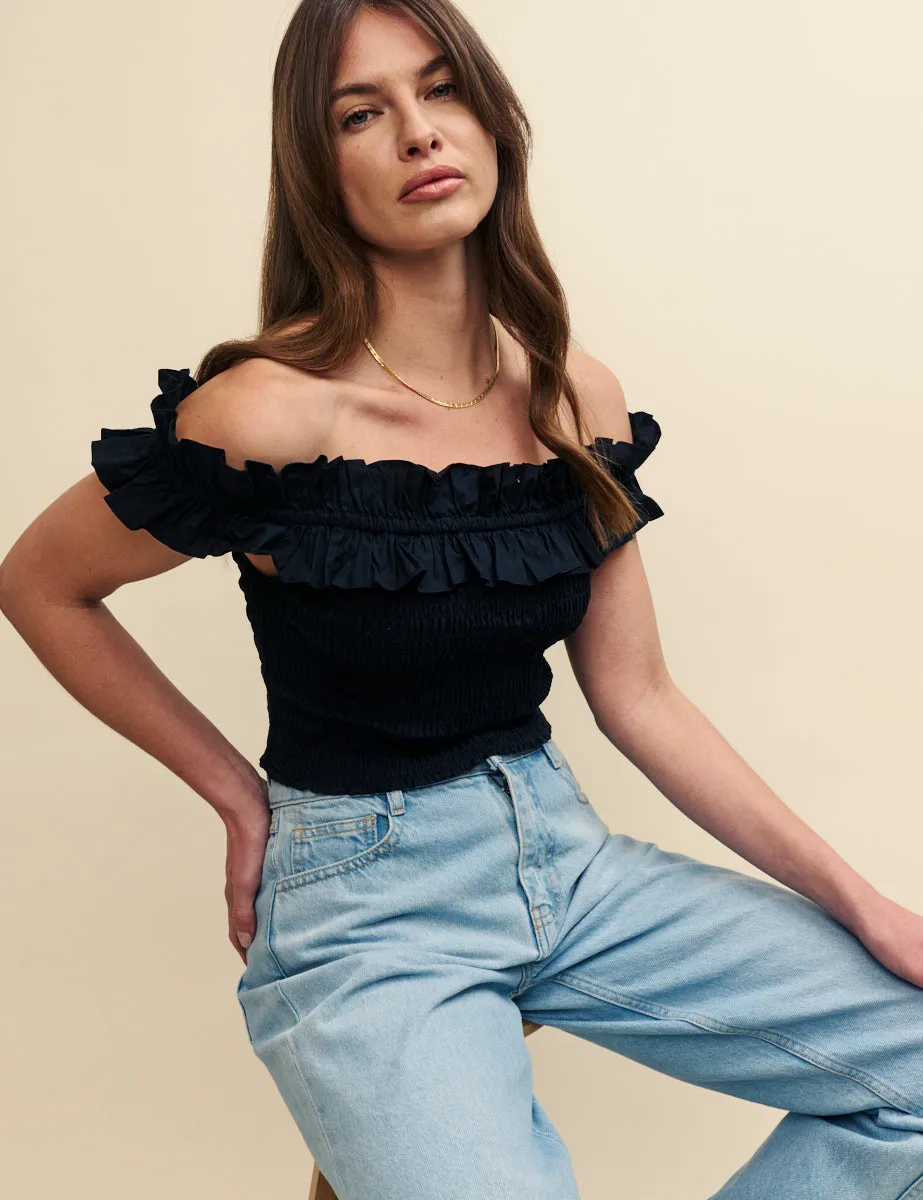 Black Ruffle Trimmed Bandeau Top sold by Nobody's Child product image thumbnail 3