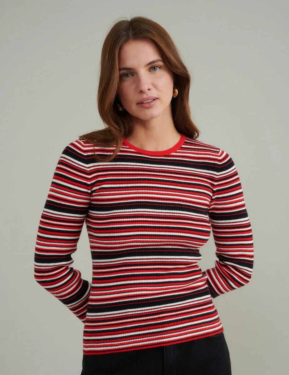 Black and Red Striped Knitted Top sold by Nobody's Child