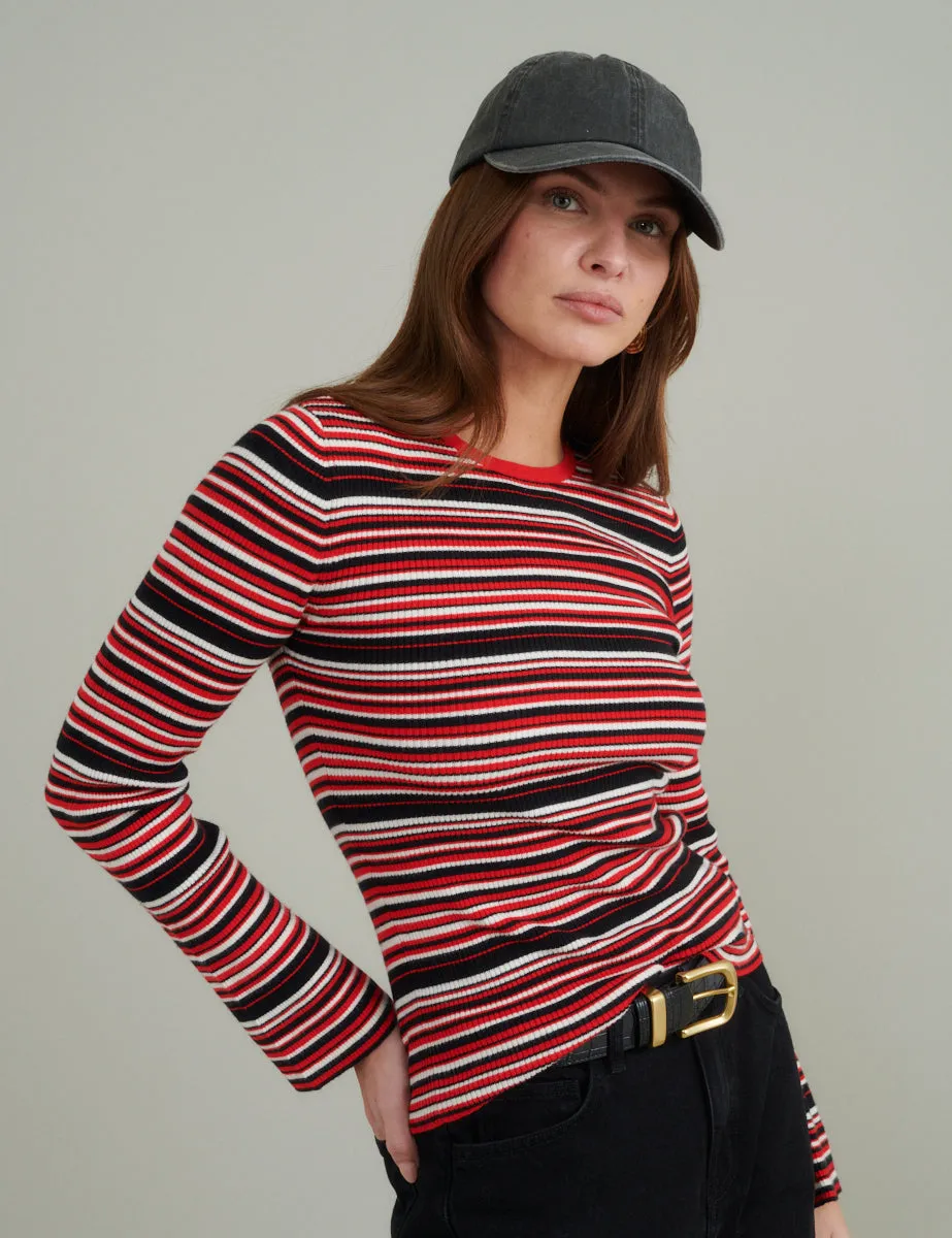 Black and Red Striped Knitted Top sold by Nobody's Child product image thumbnail 3