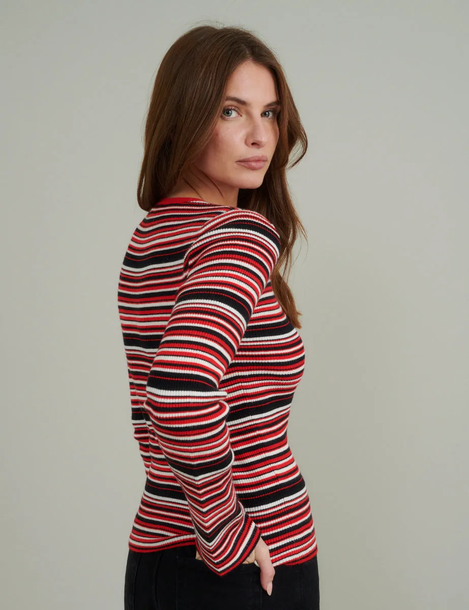 Black and Red Striped Knitted Top sold by Nobody's Child product image thumbnail 4