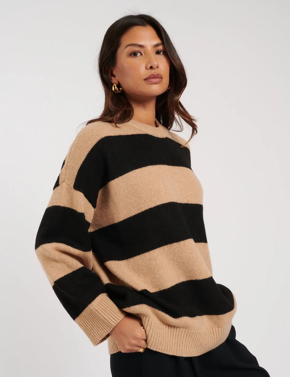 Black And Beige Striped Knitted Jumper sold by Nobody's Child product image thumbnail 3