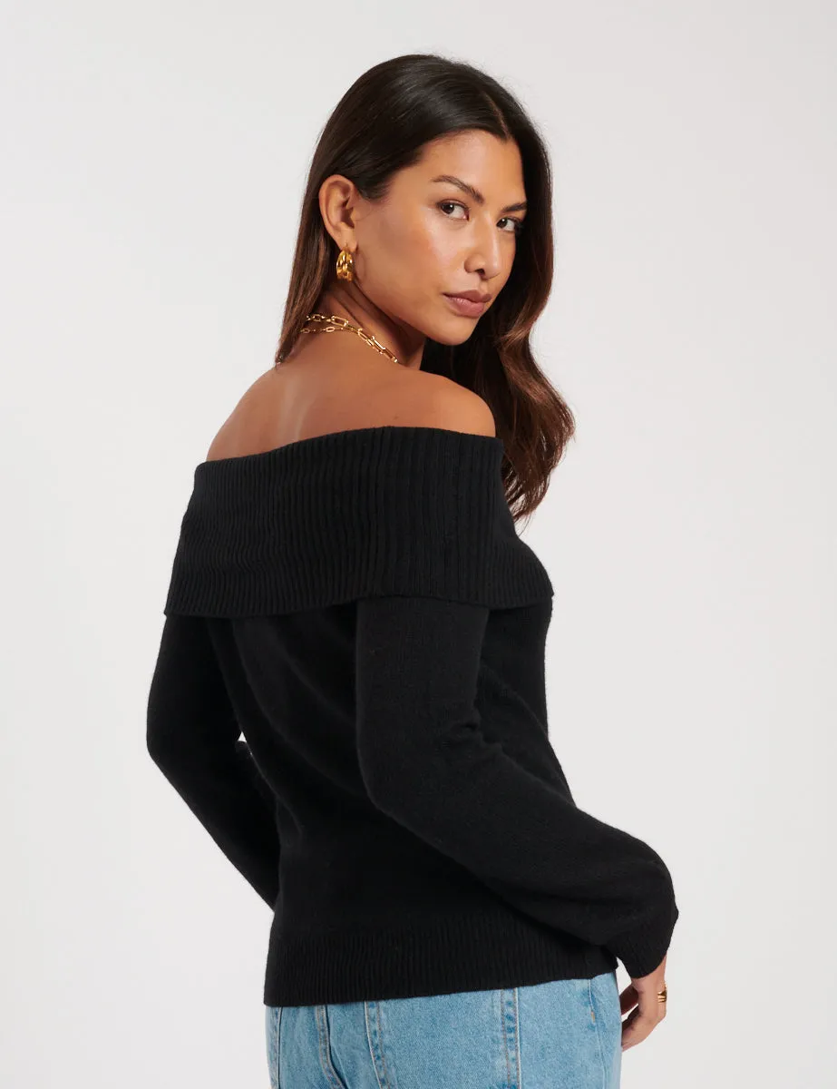 Black Knitted Bardot Jumper sold by Nobody's Child product image thumbnail 5