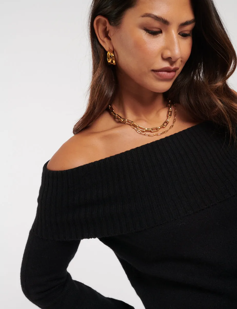 Black Knitted Bardot Jumper sold by Nobody's Child product image thumbnail 2