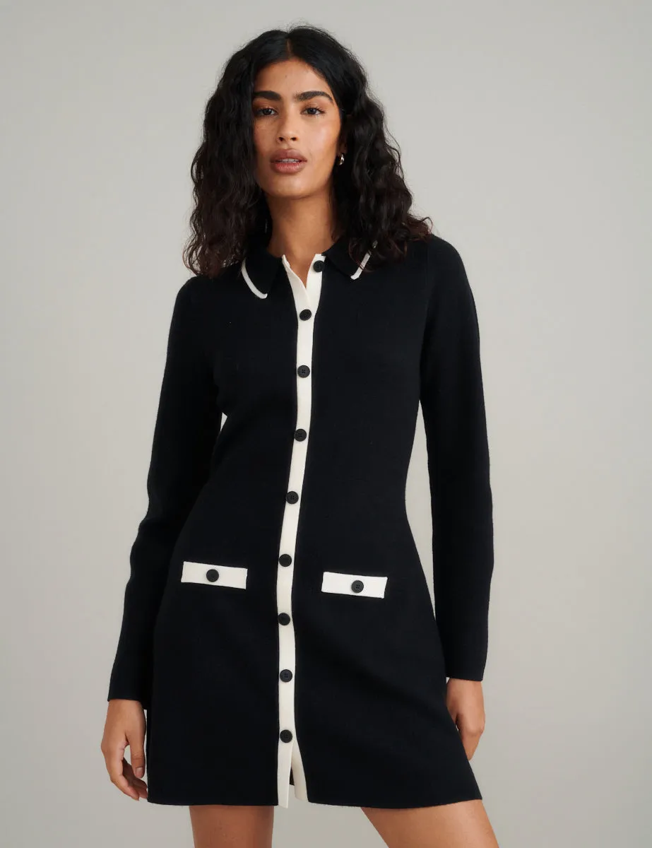 Black Contrast Knitted Mini Dress sold by Nobody's Child product image thumbnail 4
