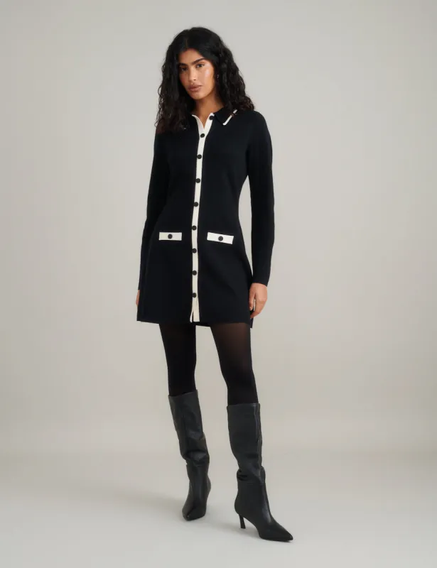 Black Contrast Knitted Mini Dress sold by Nobody's Child