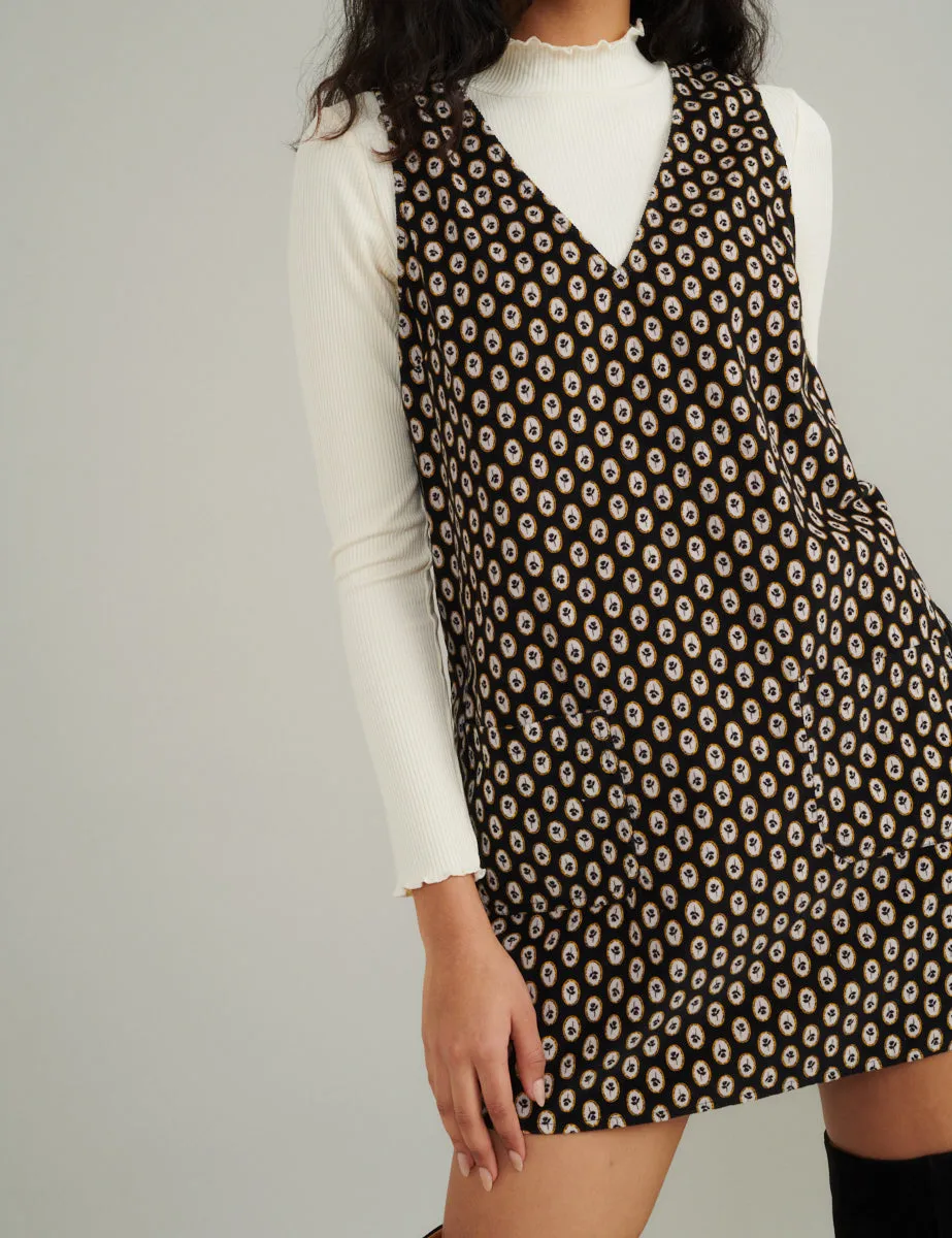 Black Cord Printed Piper Mini Pinafore Dress sold by Nobody's Child product image thumbnail 2