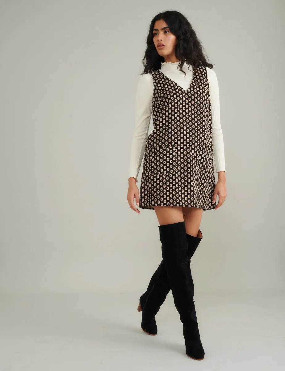 Black Cord Printed Piper Mini Pinafore Dress sold by Nobody's Child product image thumbnail 3