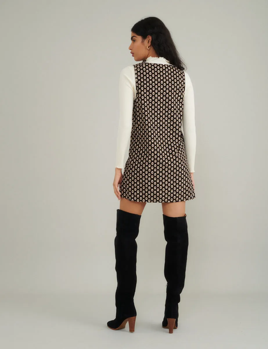 Black Cord Printed Piper Mini Pinafore Dress sold by Nobody's Child product image thumbnail 4