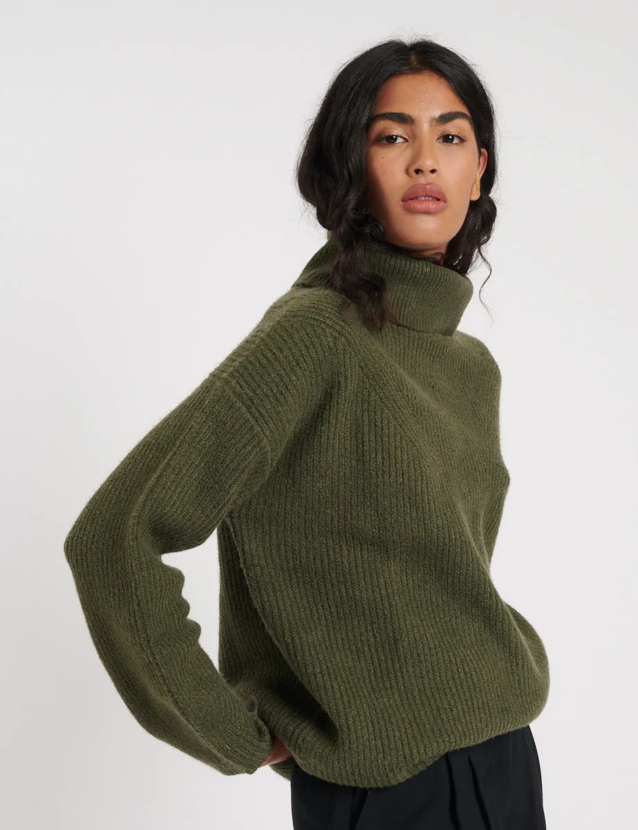 Khaki Roll Neck Longline Knitted Jumper sold by Nobody's Child product image thumbnail 4
