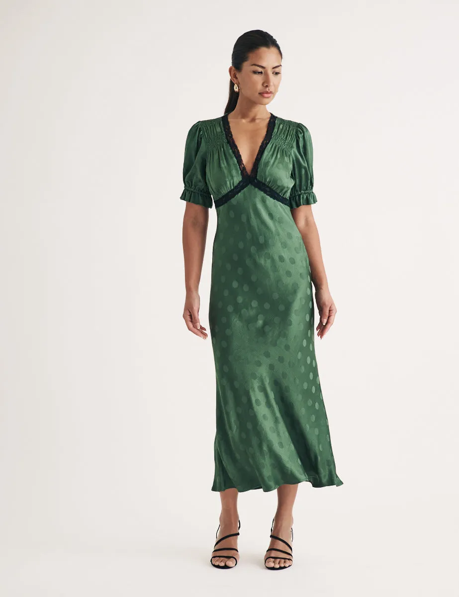 Green jacquard Polka Dot Angela Midi Dress sold by Nobody's Child product image thumbnail 3
