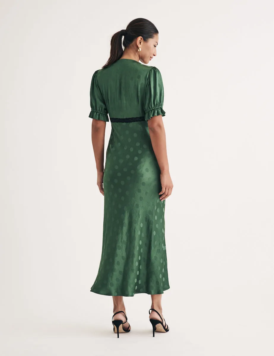Green jacquard Polka Dot Angela Midi Dress sold by Nobody's Child product image thumbnail 4