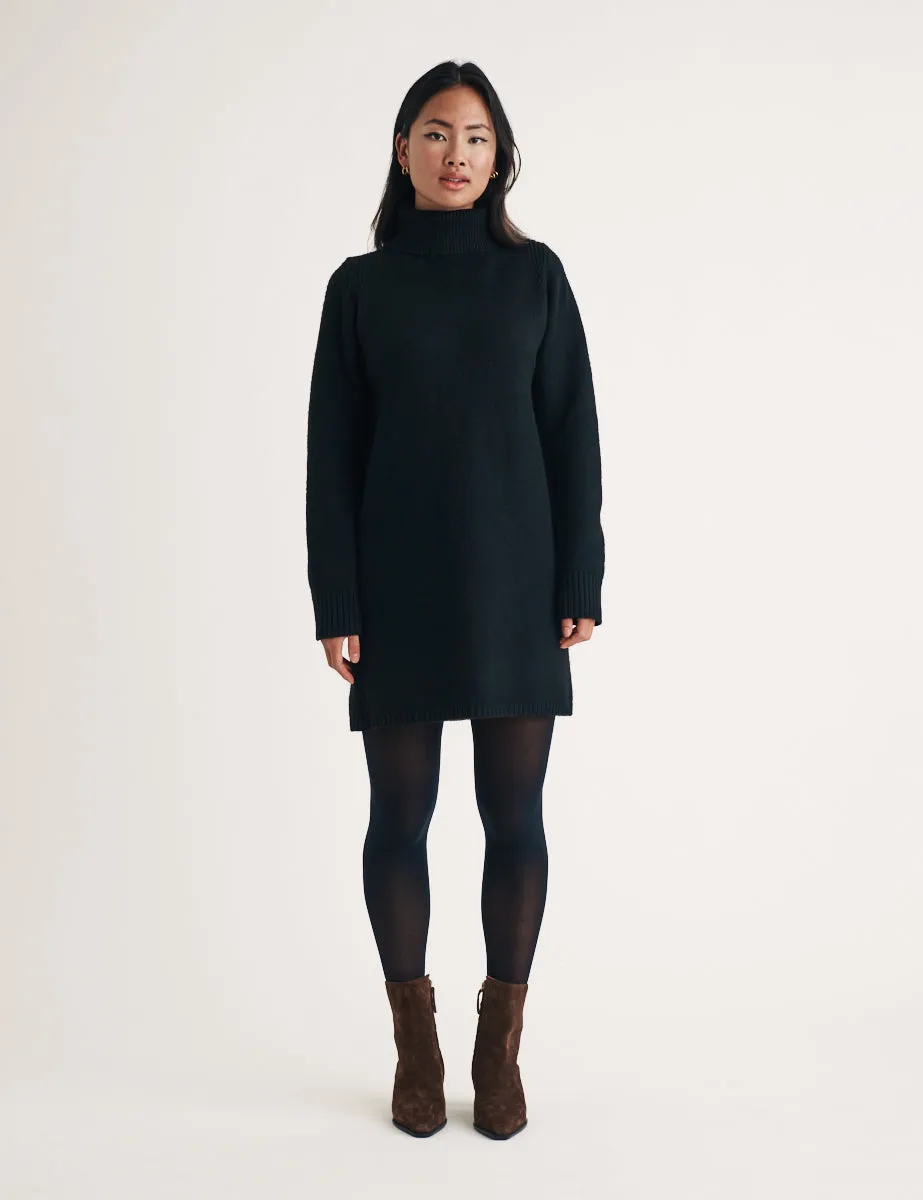 Black Knitted Roll Neck Mini Jumper Dress sold by Nobody's Child product image thumbnail 3