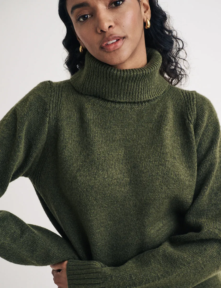 Green Knitted Roll Neck Mini Jumper Dress sold by Nobody's Child product image thumbnail 2