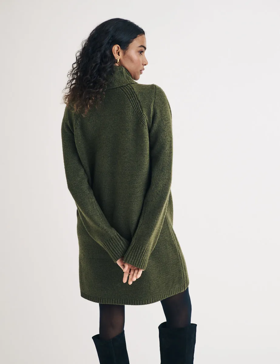 Green Knitted Roll Neck Mini Jumper Dress sold by Nobody's Child product image thumbnail 4