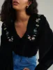 Black Cord Embroidered Birdie Blouse sold by Nobody's Child
