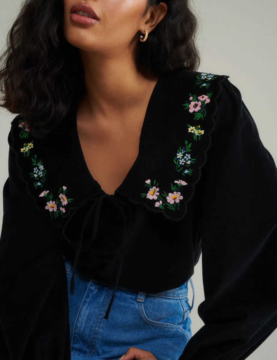 Black Cord Embroidered Birdie Blouse sold by Nobody's Child product image thumbnail 2