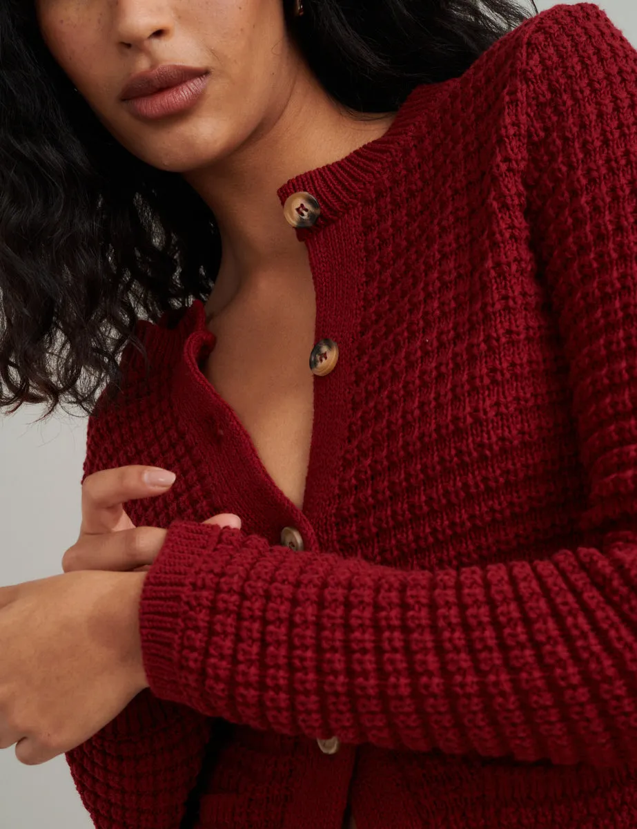 Burgundy Textured Knitted Cardigan sold by Nobody's Child product image thumbnail 2