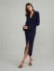 Navy Ribbed Knitted Polo Midi Dress sold by Nobody's Child