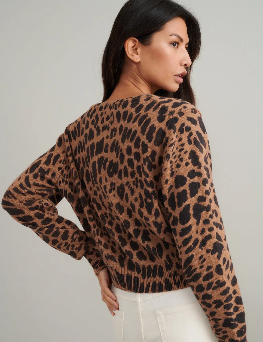 Leopard Print Crew Neck Knitted Cardigan sold by Nobody's Child product image thumbnail 4