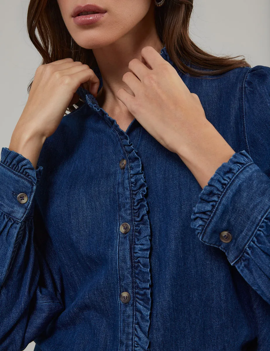 Denim Frill Detail Blouse sold by Nobody's Child product image thumbnail 2