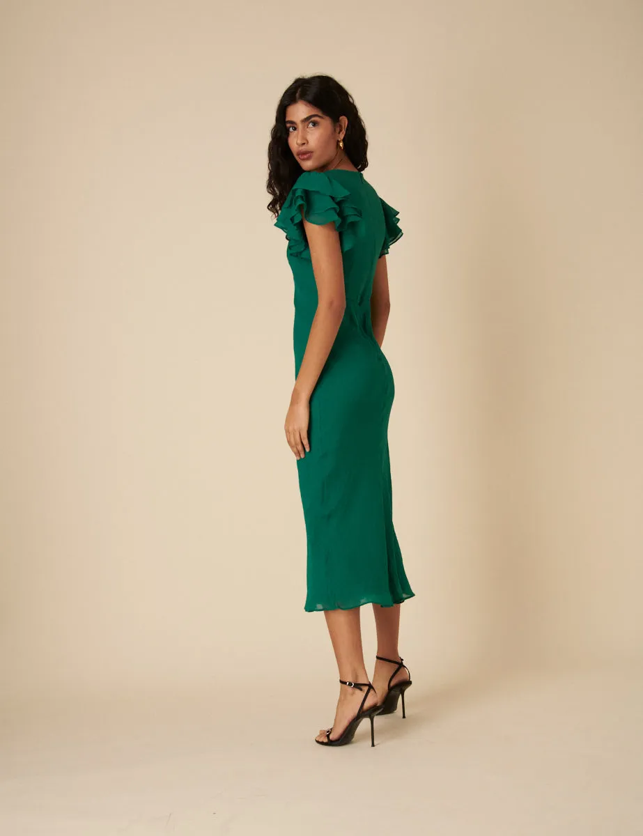 Green Frill Sleeve Layla Midi Dress sold by Nobody's Child product image thumbnail 5