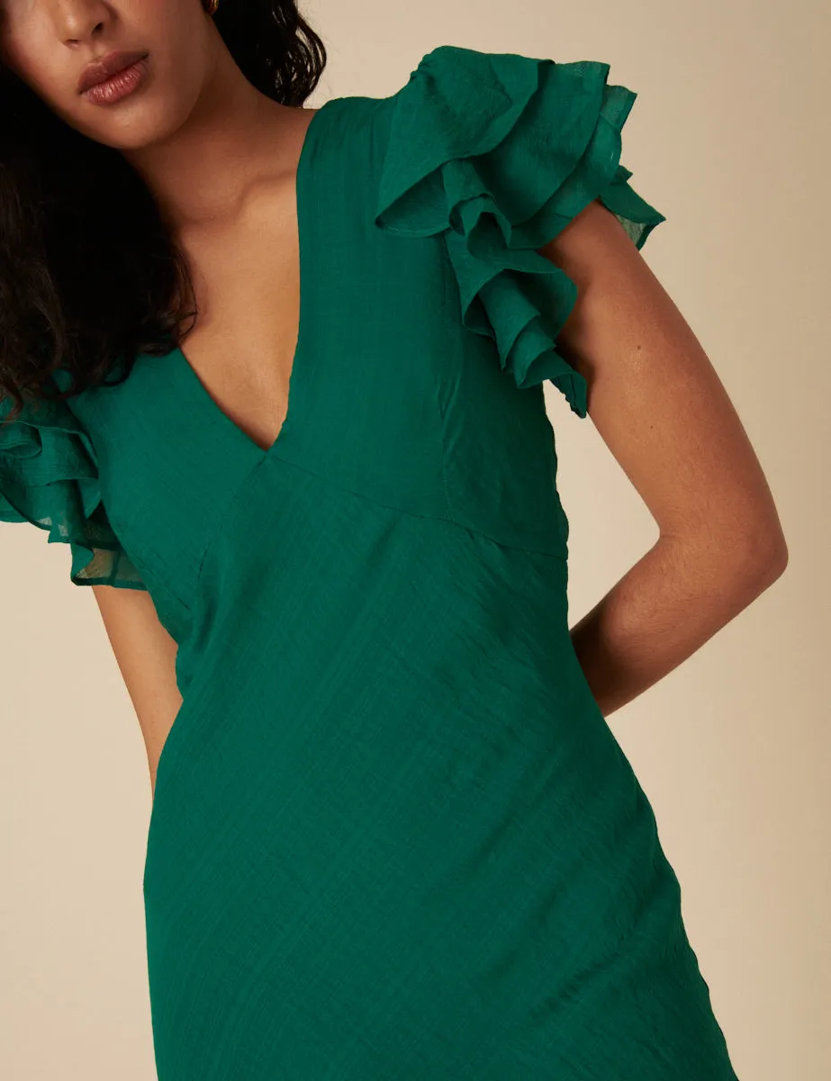 Green Frill Sleeve Layla Midi Dress sold by Nobody's Child product image thumbnail 2