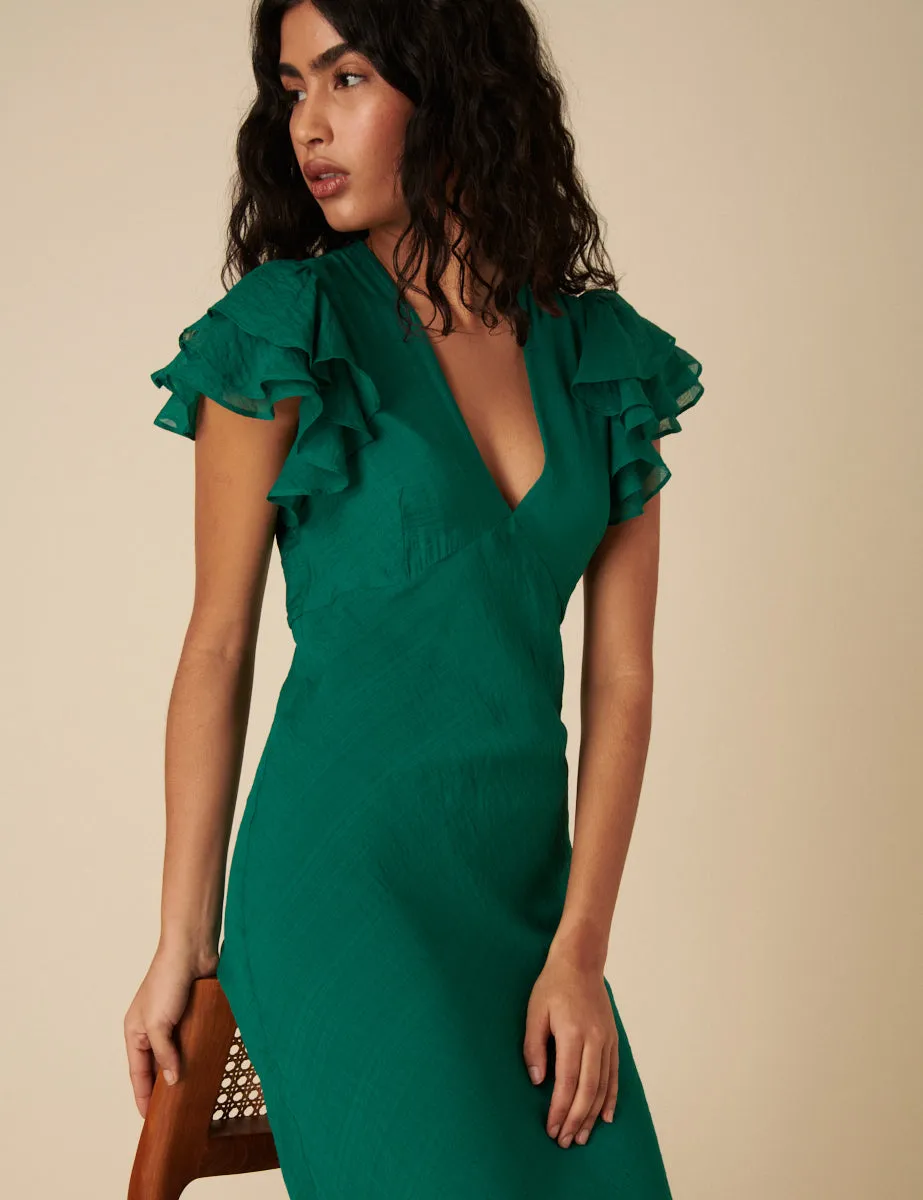 Green Frill Sleeve Layla Midi Dress sold by Nobody's Child product image thumbnail 3