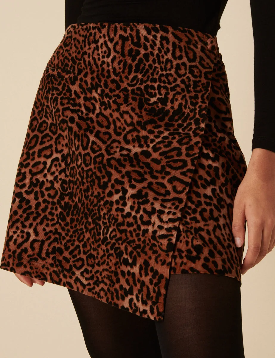 Leopard Print Cord Mini Skirt sold by Nobody's Child product image thumbnail 2