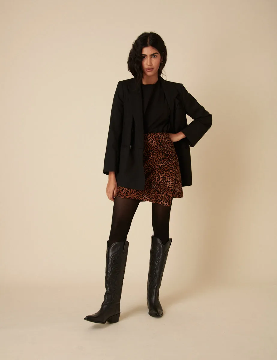 Leopard Print Cord Mini Skirt sold by Nobody's Child product image thumbnail 3