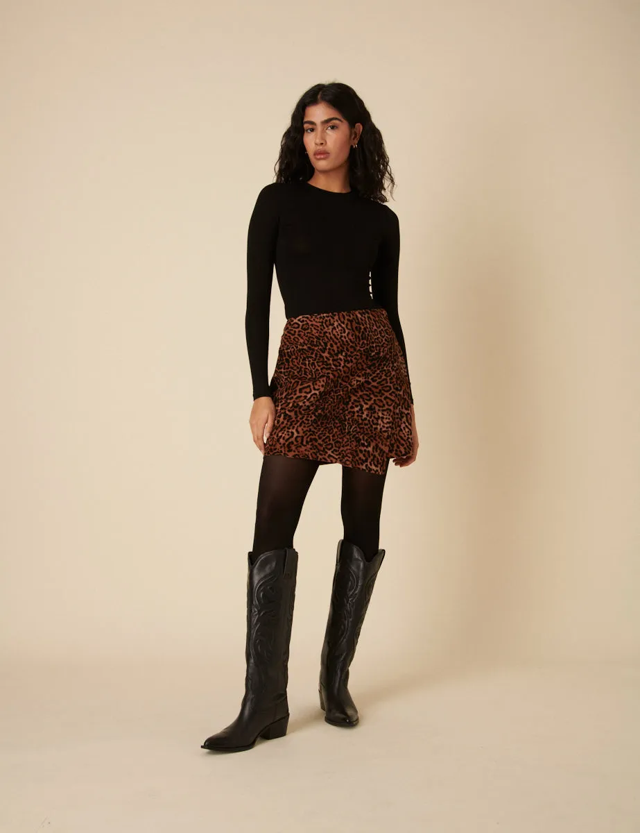 Leopard Print Cord Mini Skirt sold by Nobody's Child
