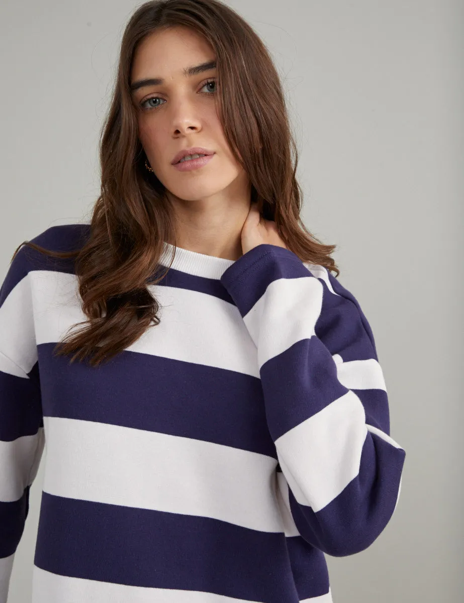 Navy and White Striped Boxy Sweatshirt sold by Nobody's Child product image thumbnail 2