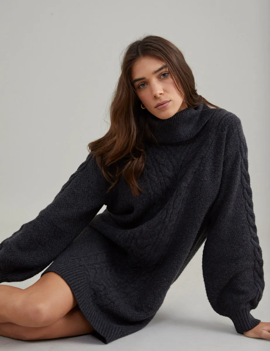 Grey Roll Neck Mini Jumper Dress sold by Nobody's Child