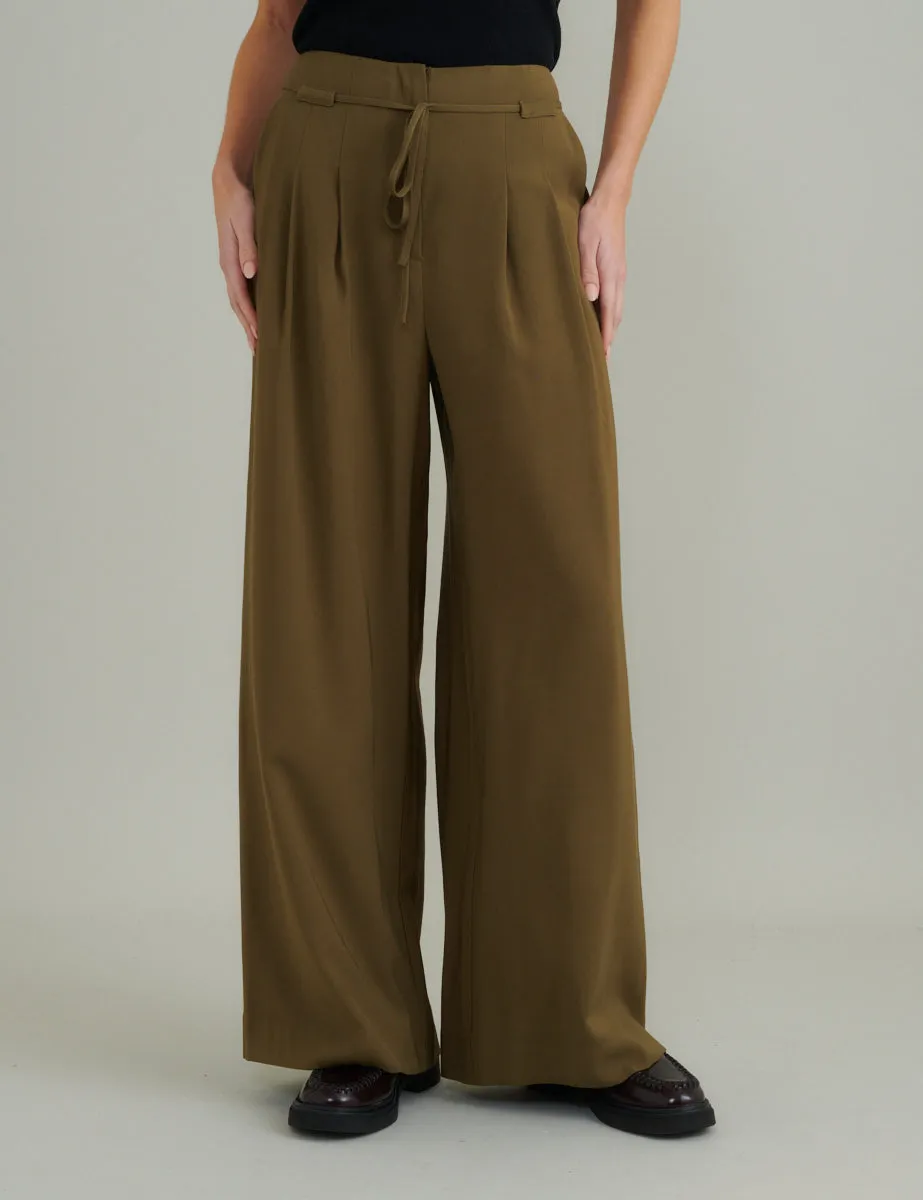 Green Tie Waist Wide Leg Trousers sold by Nobody's Child product image thumbnail 4