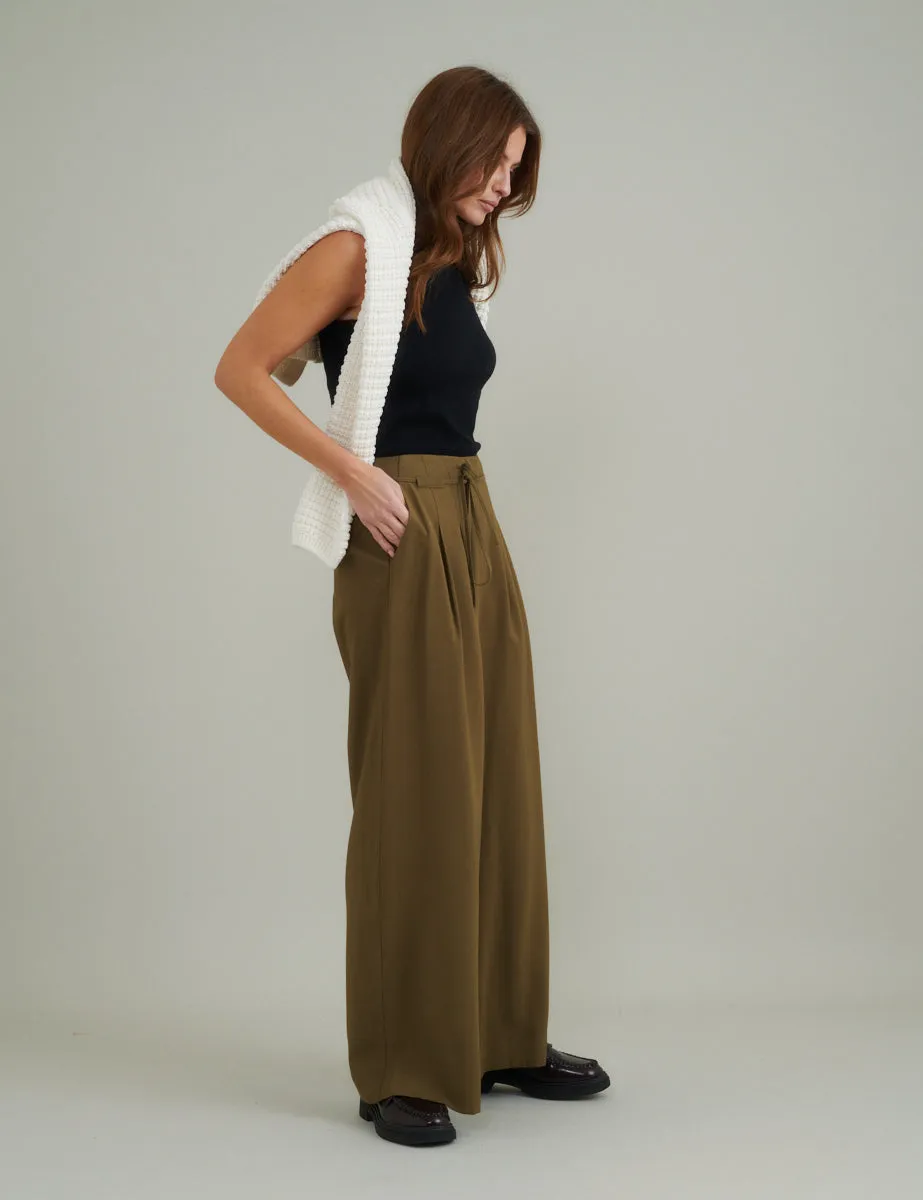 Green Tie Waist Wide Leg Trousers sold by Nobody's Child product image thumbnail 3