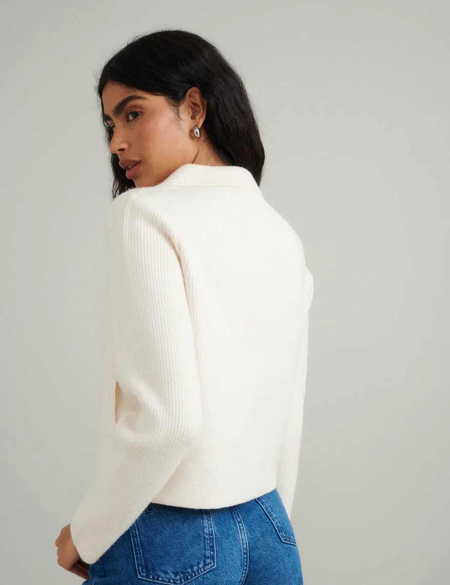 Cream Double Breasted Collar Cardigan sold by Nobody's Child product image thumbnail 5