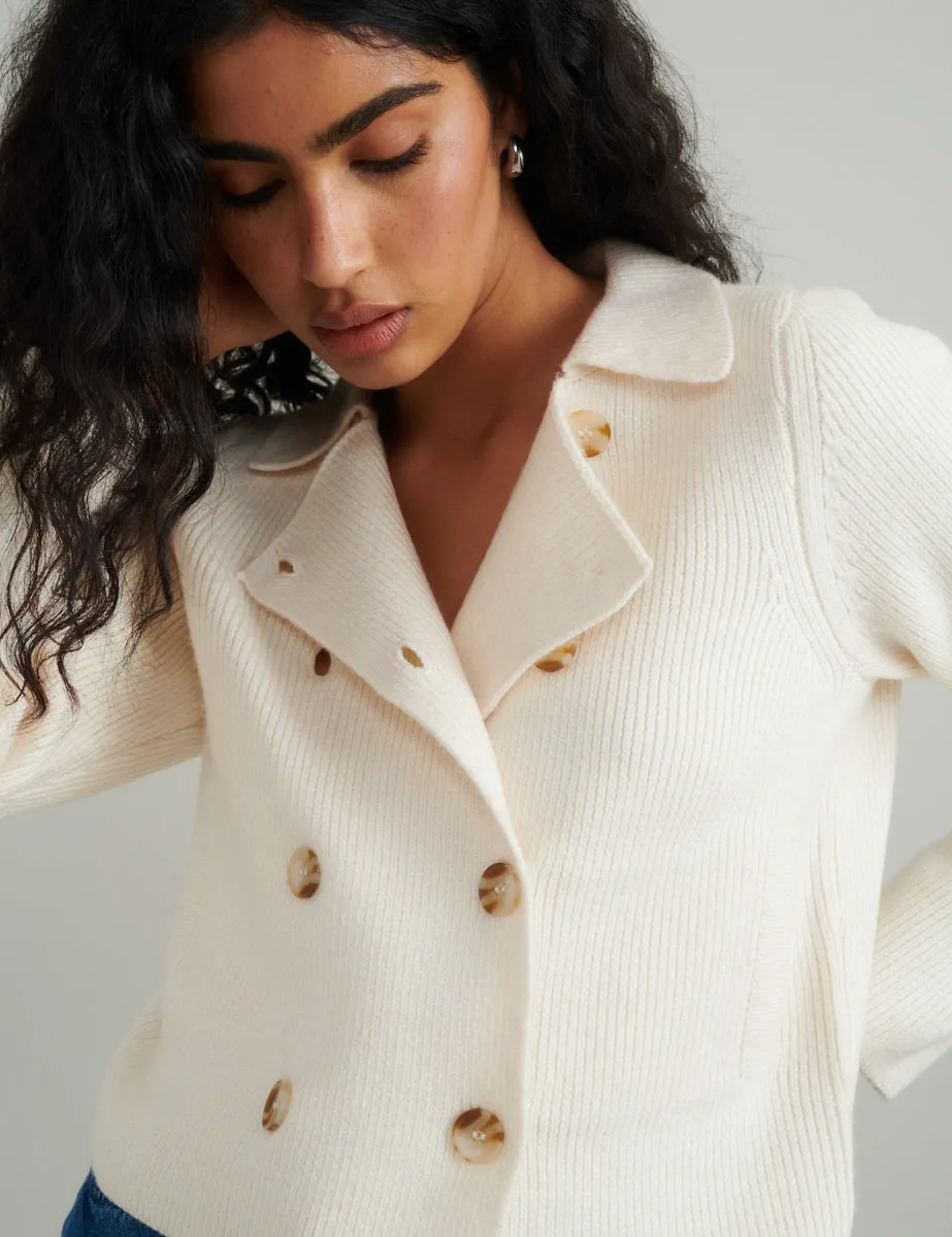 Cream Double Breasted Collar Cardigan sold by Nobody's Child product image thumbnail 3